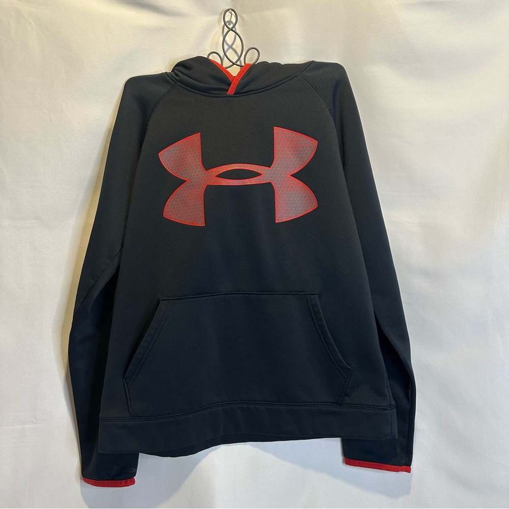 Under Armour Youth Black Hoodie with Red Logo